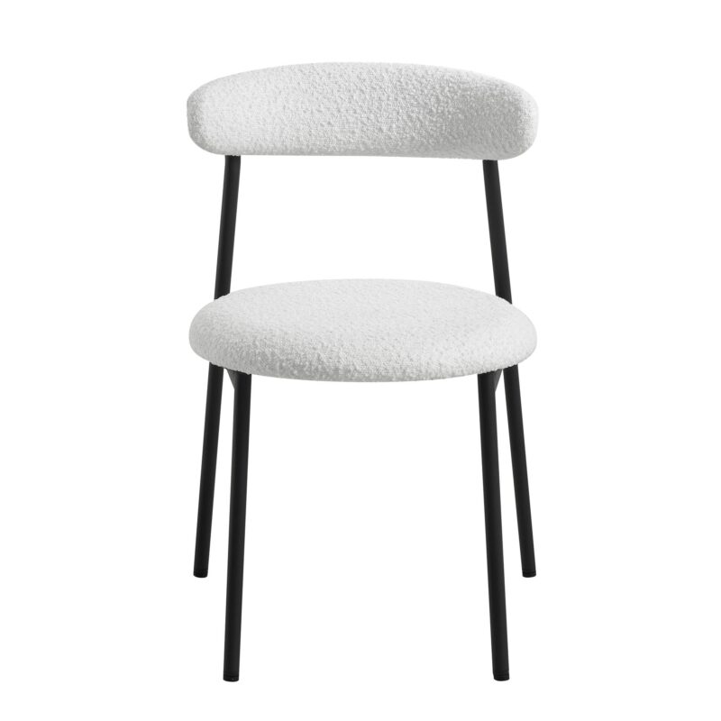 Donna Set of 2 White Boucle Dining Chairs - Image 3