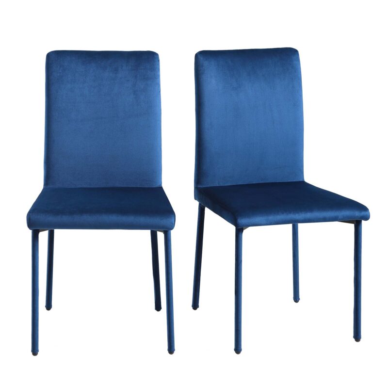 Fernie Set of 2 Navy Blue Velvet Dining Chairs with Upholstered Legs - Image 2