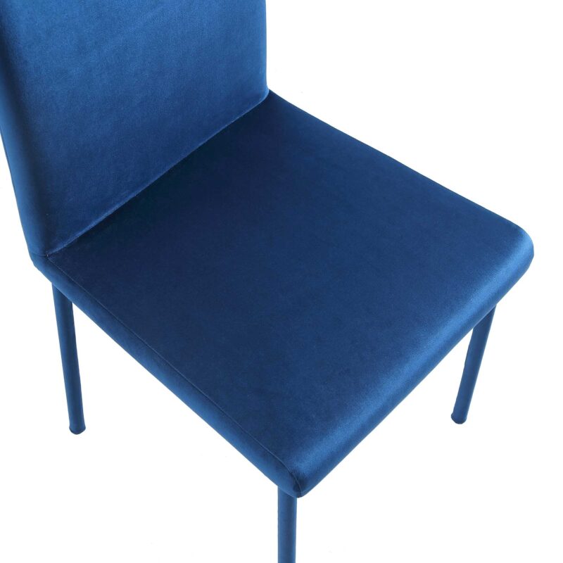 Fernie Set of 2 Navy Blue Velvet Dining Chairs with Upholstered Legs - Image 9