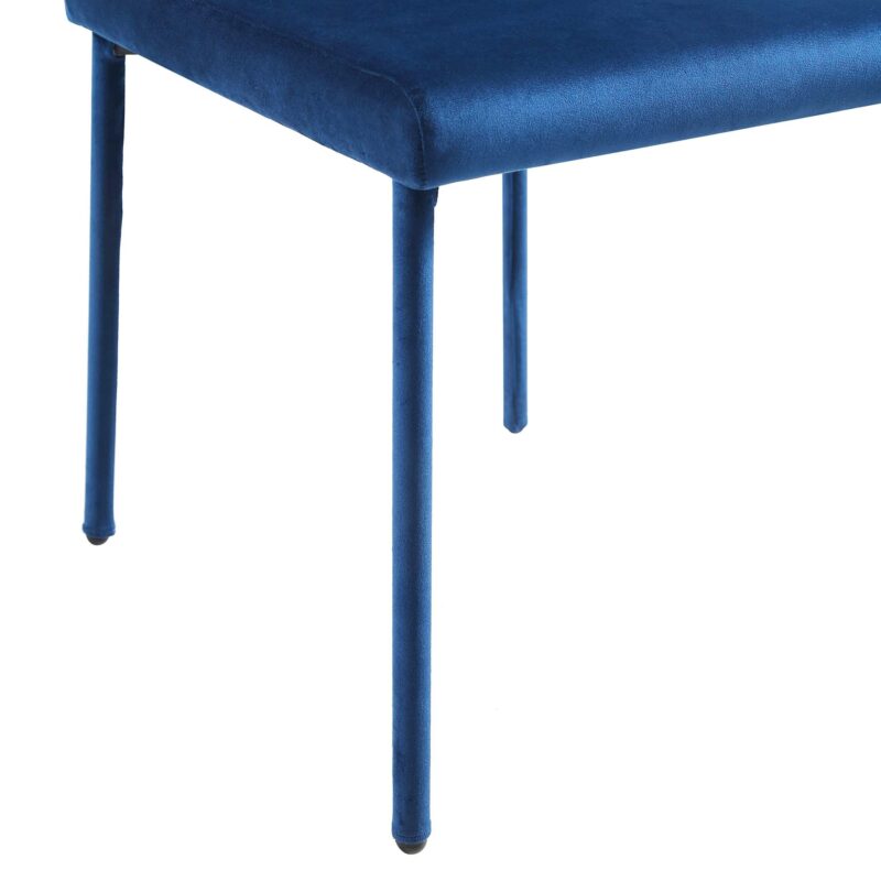 Fernie Set of 2 Navy Blue Velvet Dining Chairs with Upholstered Legs - Image 11