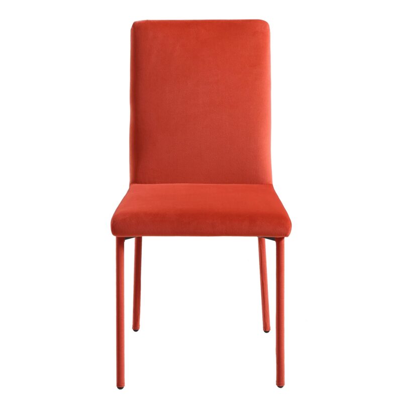 Fernie Set of 2 Ochre Burnt Orange Velvet Dining Chairs with Upholstered Legs - Image 3