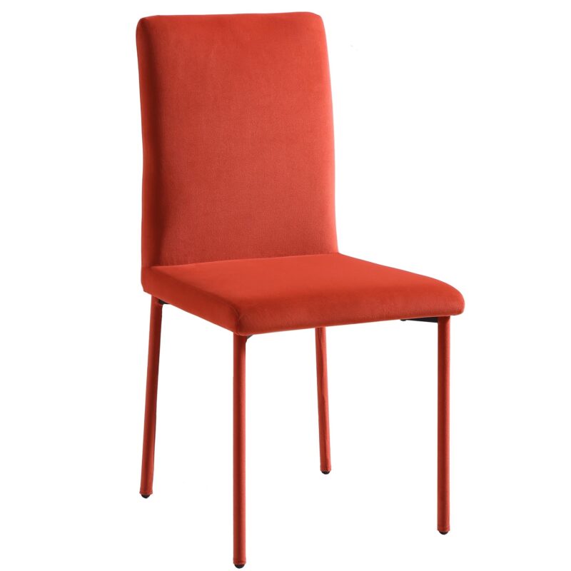 Fernie Set of 2 Ochre Burnt Orange Velvet Dining Chairs with Upholstered Legs - Image 5