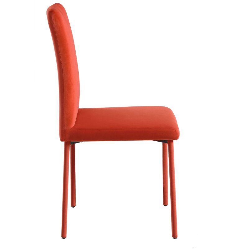 Fernie Set of 2 Ochre Burnt Orange Velvet Dining Chairs with Upholstered Legs - Image 6