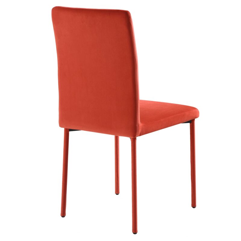 Fernie Set of 2 Ochre Burnt Orange Velvet Dining Chairs with Upholstered Legs - Image 7