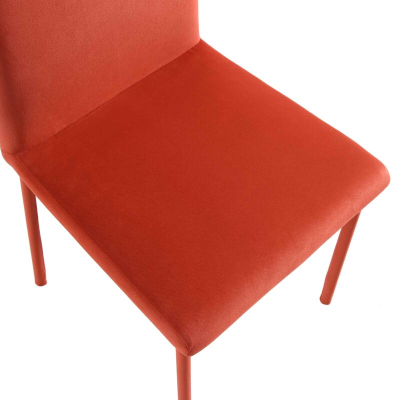 Fernie Set of 2 Ochre Burnt Orange Velvet Dining Chairs with Upholstered Legs - Image 9