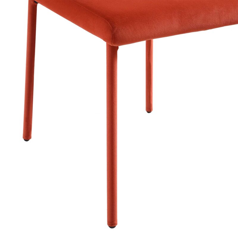 Fernie Set of 2 Ochre Burnt Orange Velvet Dining Chairs with Upholstered Legs - Image 11