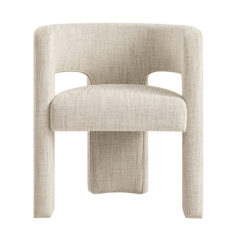 Greenwich Oatmeal & Beige Woven Textured Fabric Dining Chair - Image 7