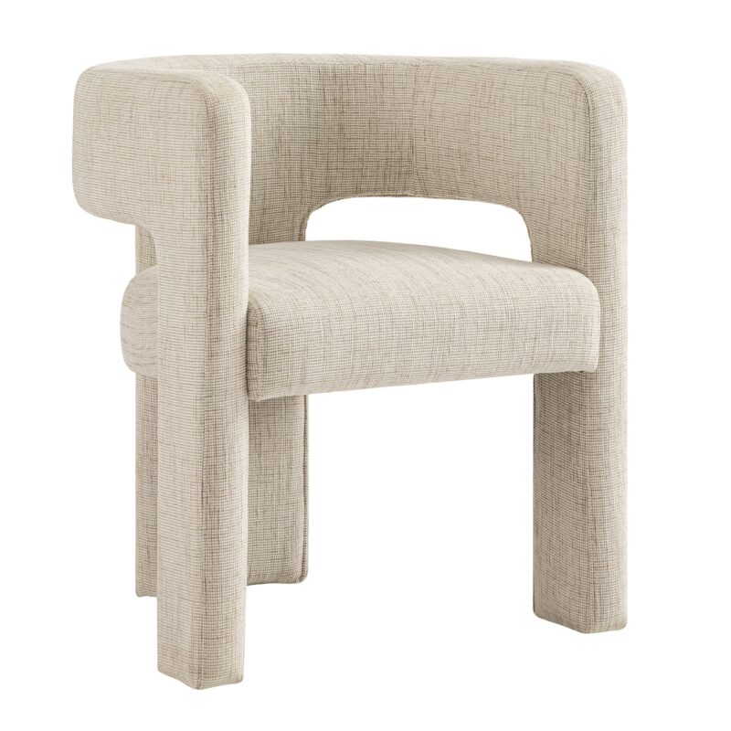 Greenwich Oatmeal & Beige Woven Textured Fabric Dining Chair - Image 8