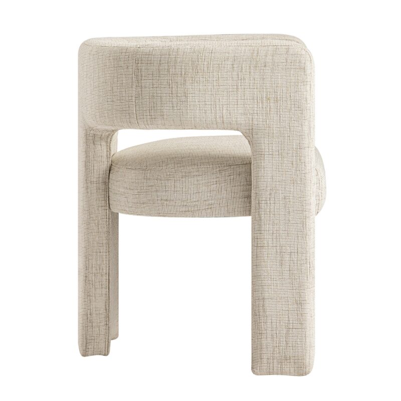 Greenwich Oatmeal & Beige Woven Textured Fabric Dining Chair - Image 11