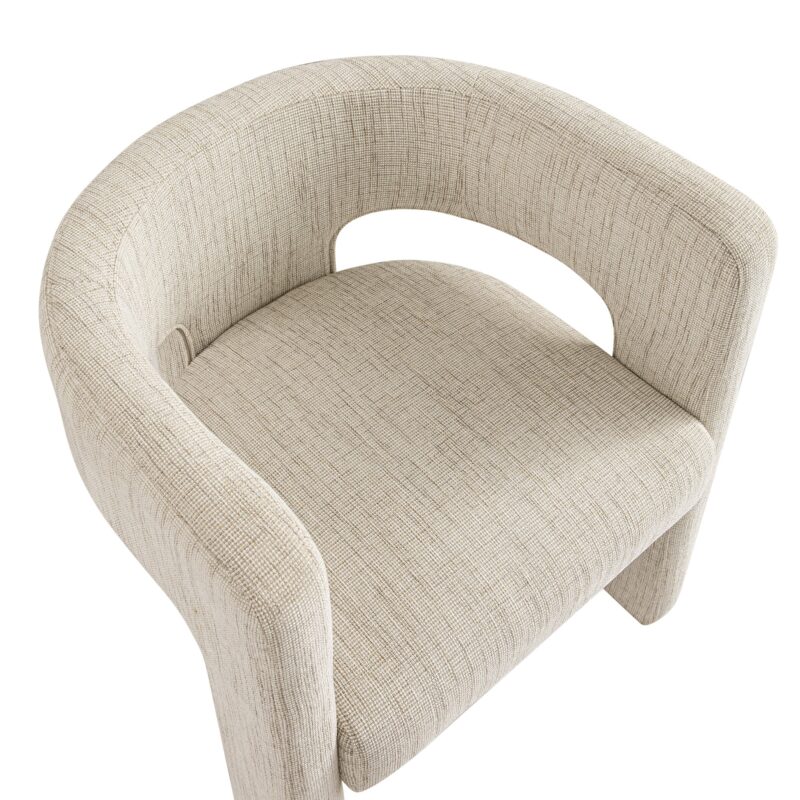 Greenwich Oatmeal & Beige Woven Textured Fabric Dining Chair - Image 13