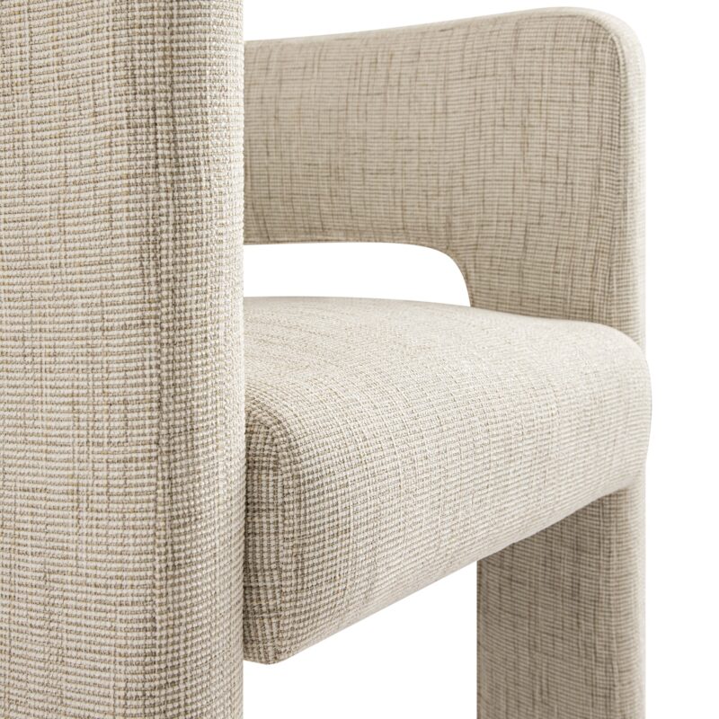 Greenwich Oatmeal & Beige Woven Textured Fabric Dining Chair - Image 15