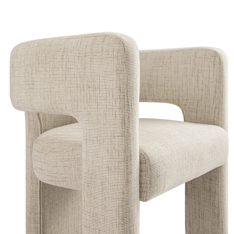 Greenwich Oatmeal & Beige Woven Textured Fabric Dining Chair - Image 16