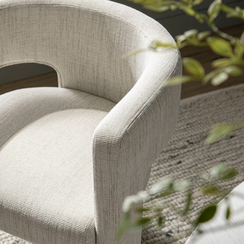 Greenwich Oatmeal & Beige Woven Textured Fabric Dining Chair - Image 5
