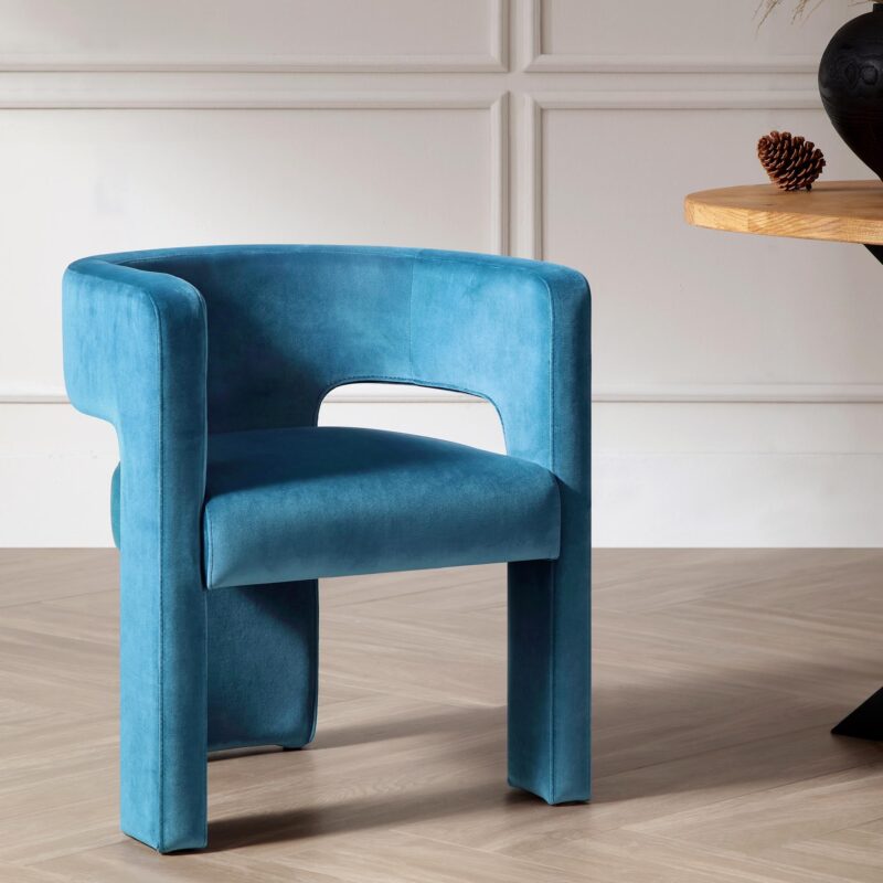 Greenwich Air Force Blue Velvet Dining Chair - Image 2
