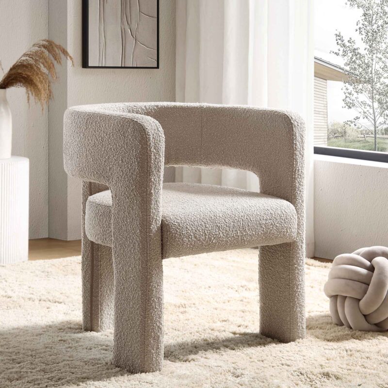 Greenwich Light Taupe Boucle Dining Chair - Image 2