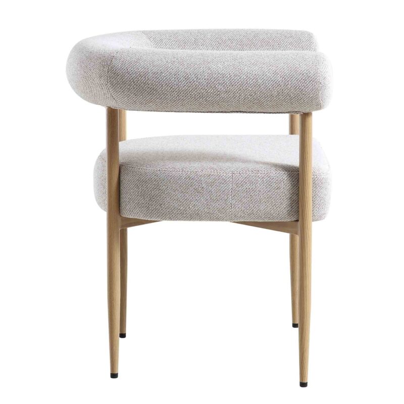 Fulbourn Beige Woven Dining Chair with Natural Wood Effect Legs - Image 6