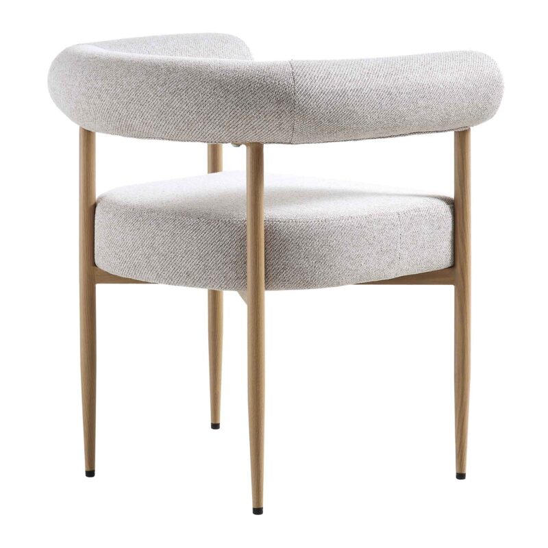 Fulbourn Beige Woven Dining Chair with Natural Wood Effect Legs - Image 7