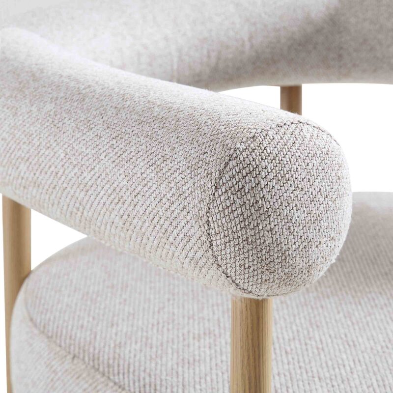 Fulbourn Beige Woven Dining Chair with Natural Wood Effect Legs - Image 10