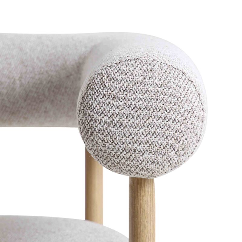 Fulbourn Beige Woven Dining Chair with Natural Wood Effect Legs - Image 11