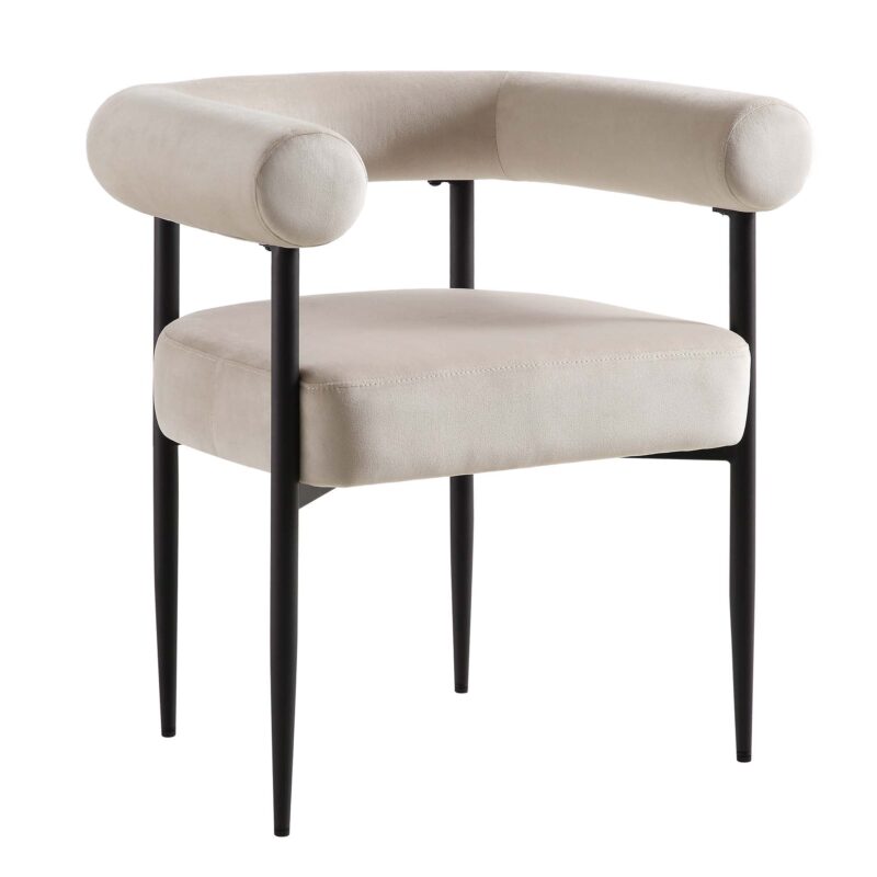Fulbourn Champagne Velvet Dining Chair with Black Legs - Image 5