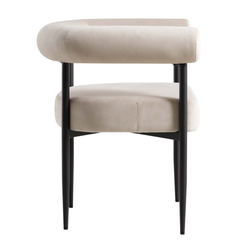 Fulbourn Champagne Velvet Dining Chair with Black Legs - Image 7