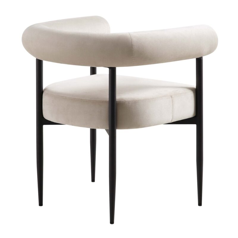 Fulbourn Champagne Velvet Dining Chair with Black Legs - Image 8
