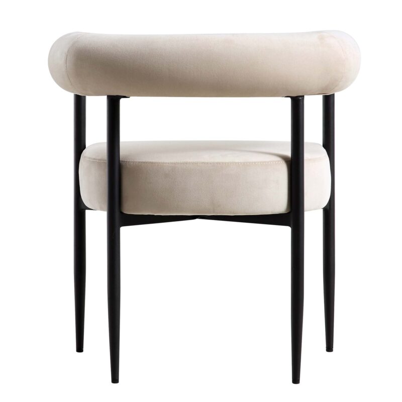 Fulbourn Champagne Velvet Dining Chair with Black Legs - Image 9