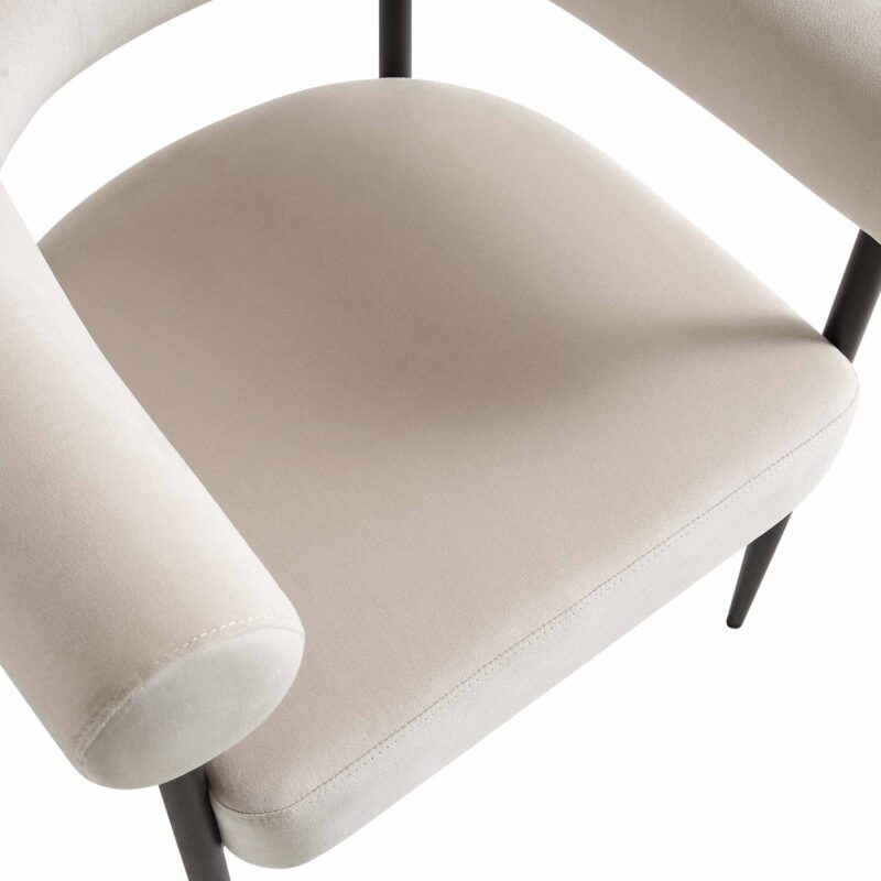 Fulbourn Champagne Velvet Dining Chair with Black Legs - Image 10