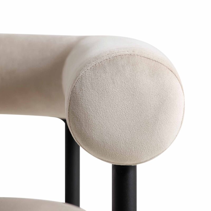 Fulbourn Champagne Velvet Dining Chair with Black Legs - Image 12