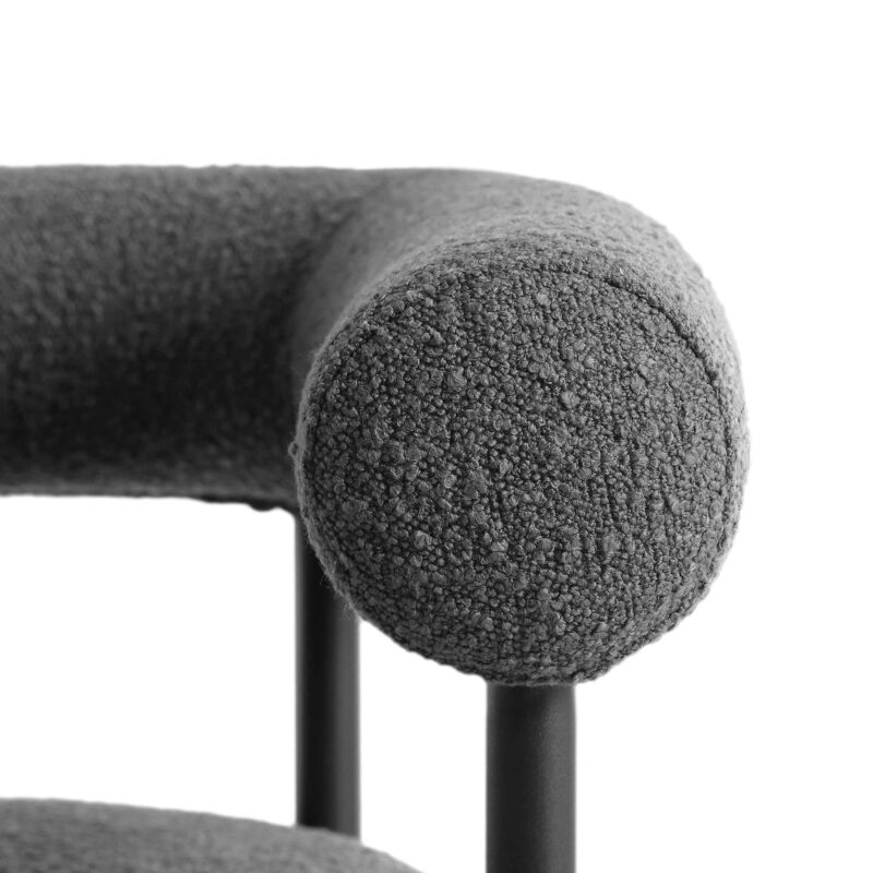 Fulbourn Charcoal Boucle Dining Chair with Black Metal Legs - Image 12