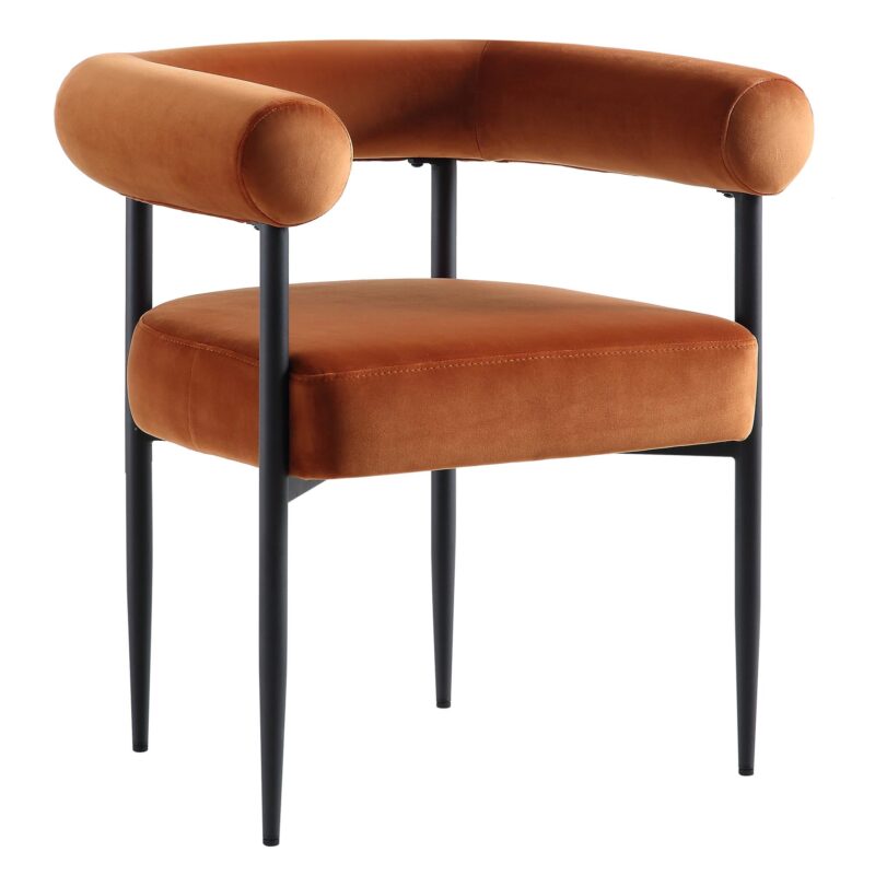 Fulbourn Rust Velvet Dining Chair with Black Legs - Image 5