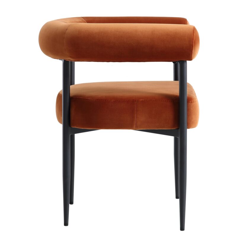 Fulbourn Rust Velvet Dining Chair with Black Legs - Image 7