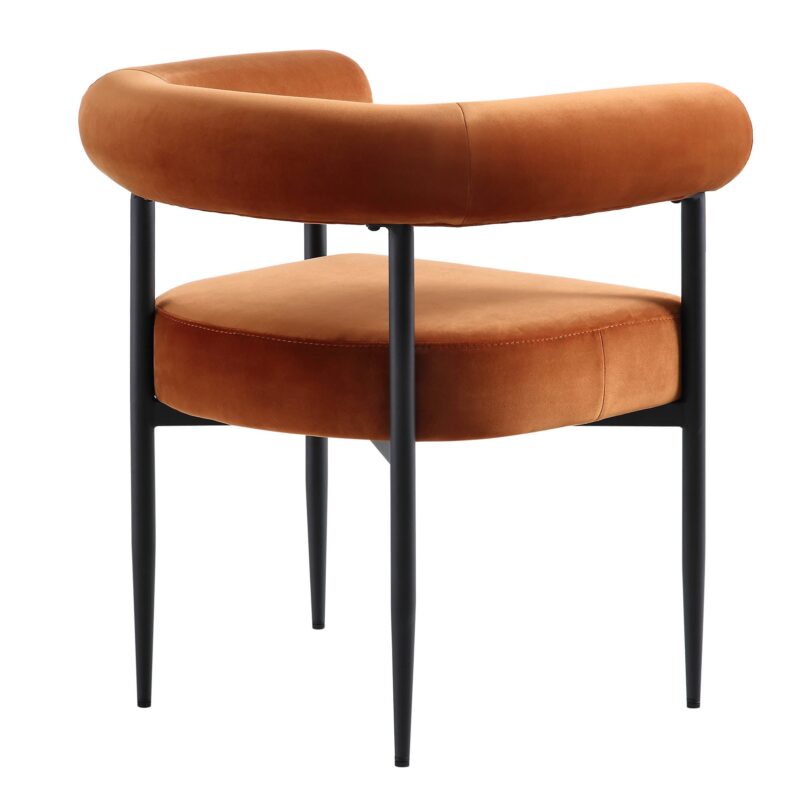 Fulbourn Rust Velvet Dining Chair with Black Legs - Image 8