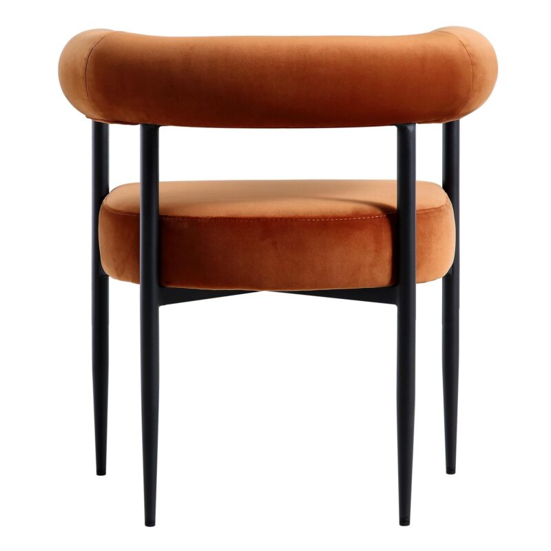 Fulbourn Rust Velvet Dining Chair with Black Legs - Image 9