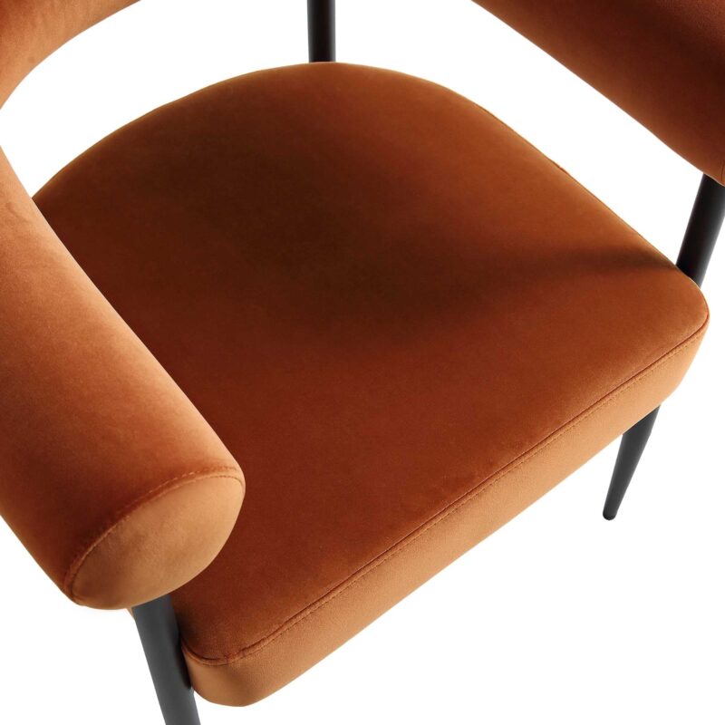Fulbourn Rust Velvet Dining Chair with Black Legs - Image 10
