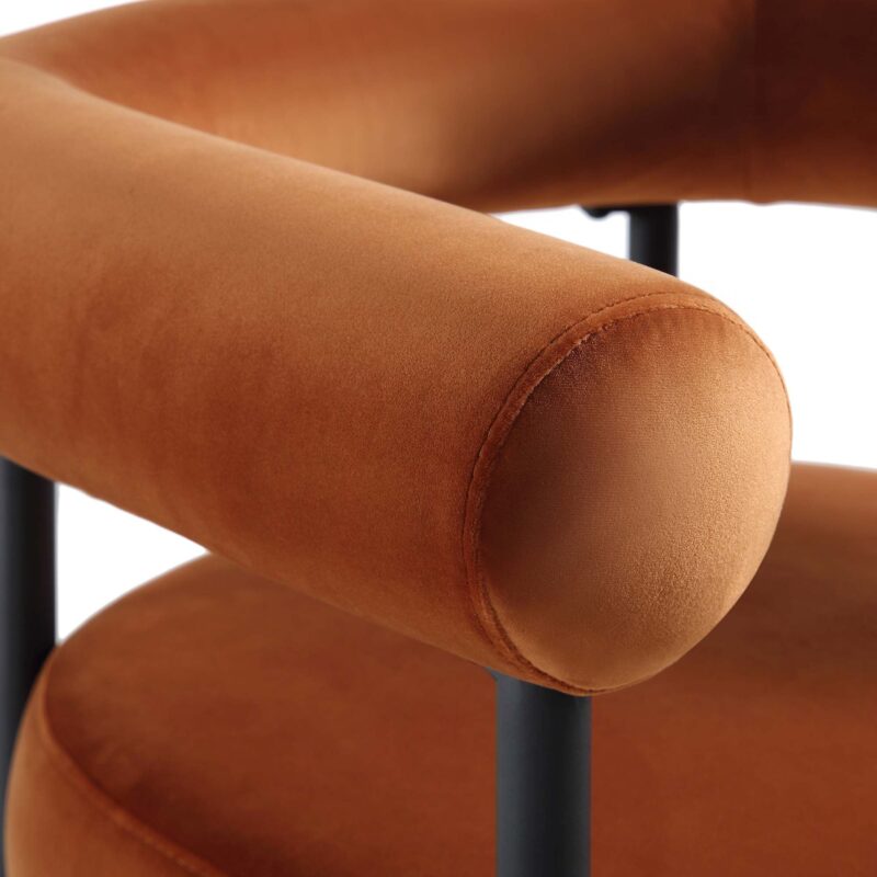 Fulbourn Rust Velvet Dining Chair with Black Legs - Image 11