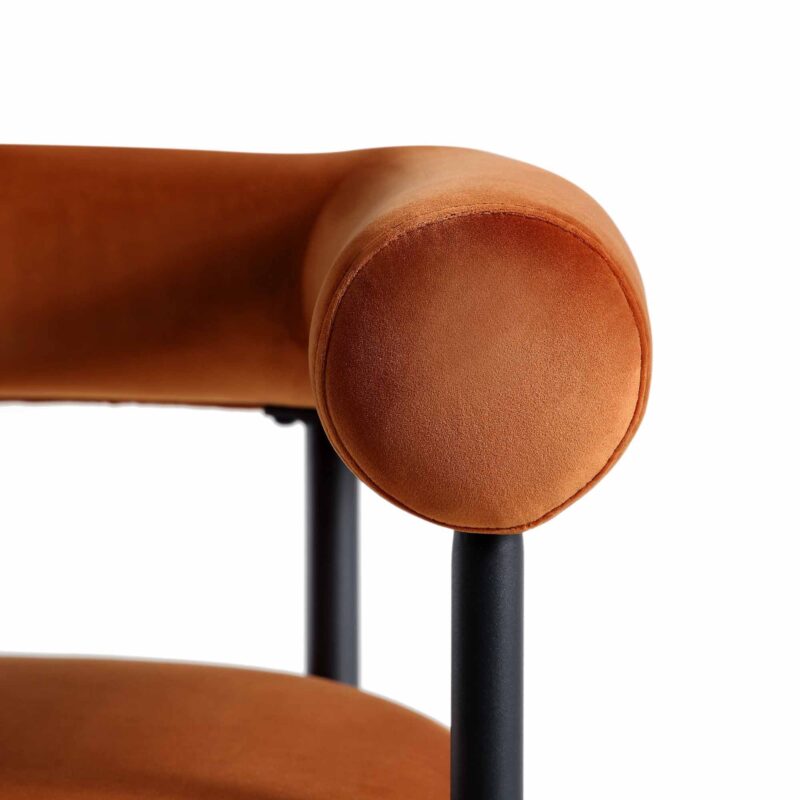 Fulbourn Rust Velvet Dining Chair with Black Legs - Image 12