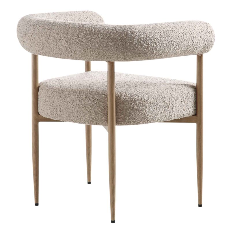 Fulbourn Taupe Boucle Dining Chair with Natural Wood Effect Legs - Image 8