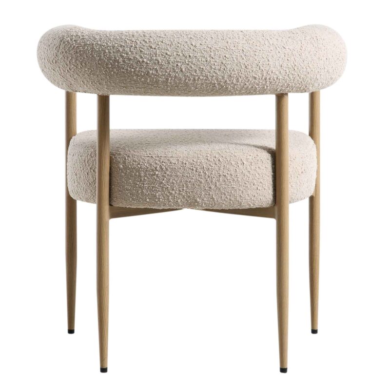 Fulbourn Taupe Boucle Dining Chair with Natural Wood Effect Legs - Image 9
