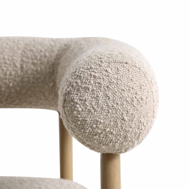 Fulbourn Taupe Boucle Dining Chair with Natural Wood Effect Legs - Image 12