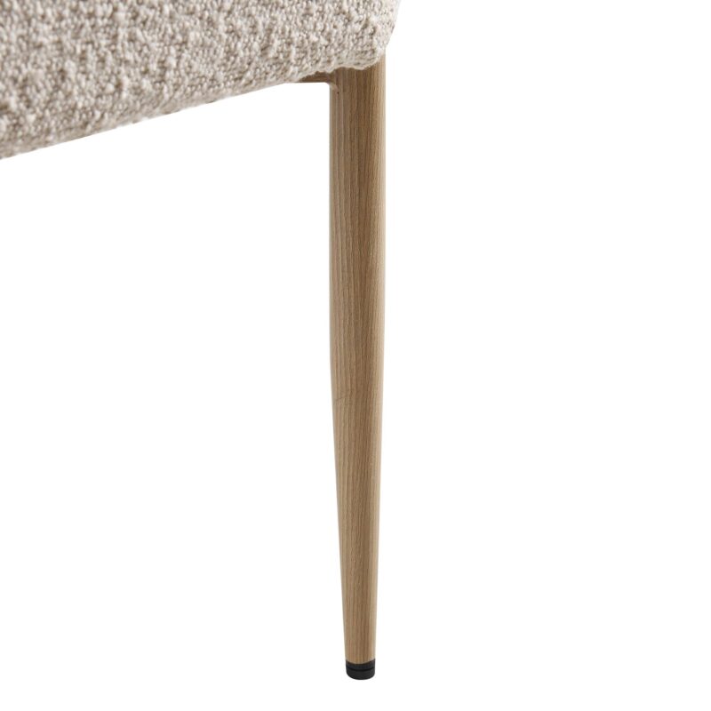 Fulbourn Taupe Boucle Dining Chair with Natural Wood Effect Legs - Image 13