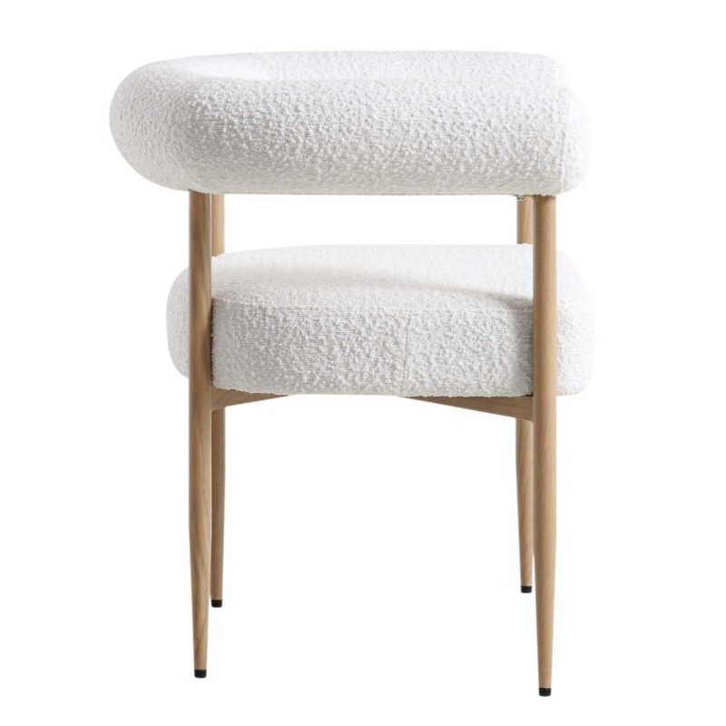Fulbourn White Boucle Dining Chair with Natural Wood Effect Legs - Image 7
