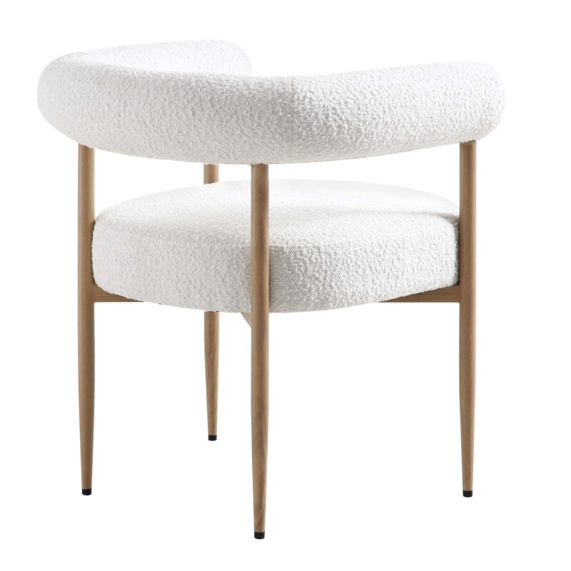 Fulbourn White Boucle Dining Chair with Natural Wood Effect Legs - Image 8