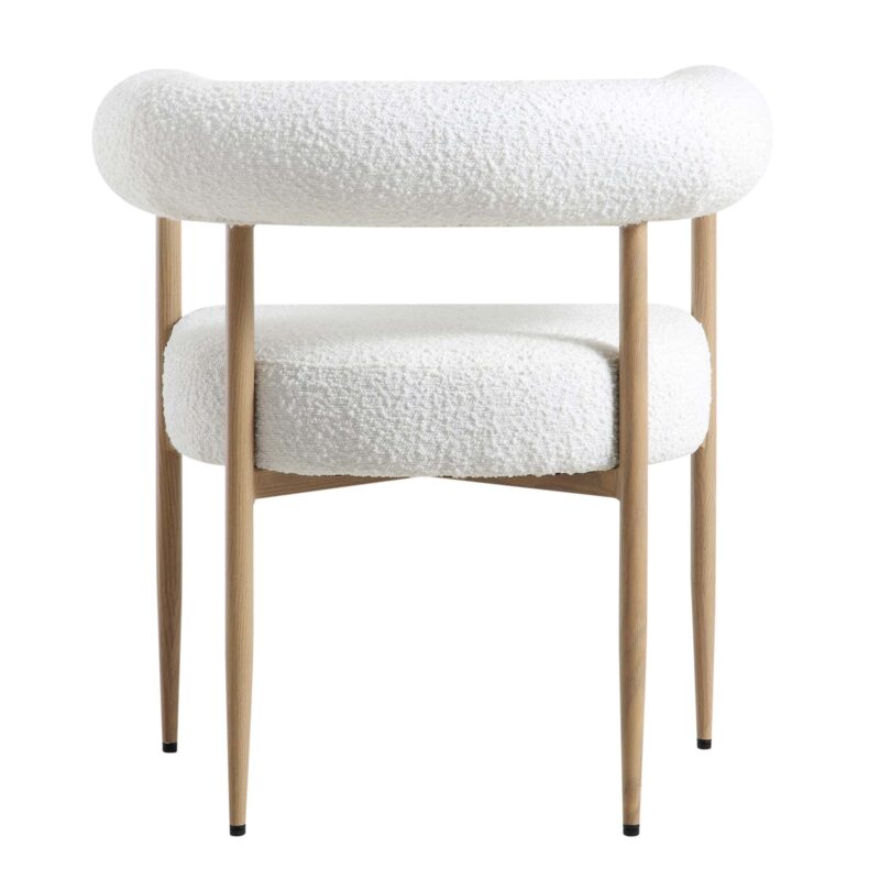 Fulbourn White Boucle Dining Chair with Natural Wood Effect Legs - Image 9