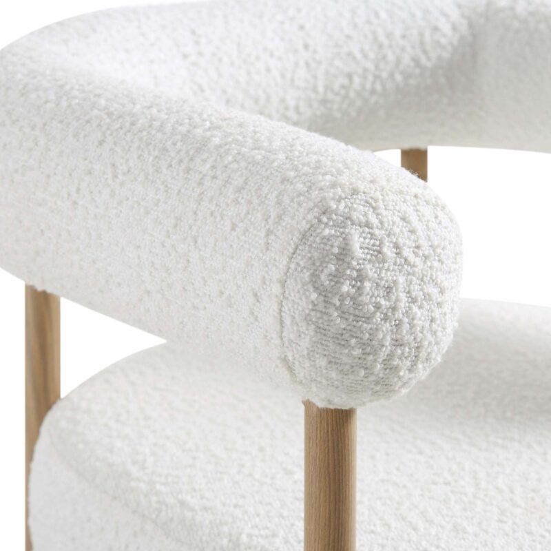 Fulbourn White Boucle Dining Chair with Natural Wood Effect Legs - Image 11