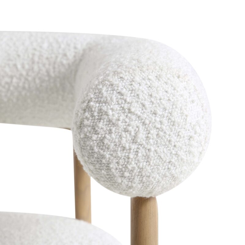 Fulbourn White Boucle Dining Chair with Natural Wood Effect Legs - Image 12