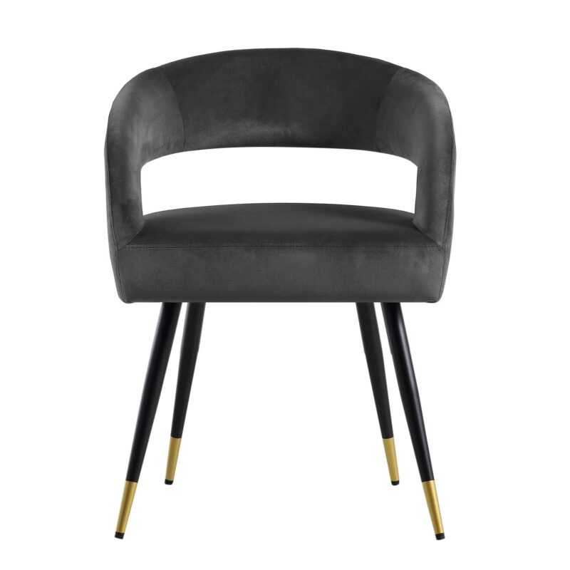 Laurel Wave Charcoal Velvet Set of 2 Dining Chairs - Image 3