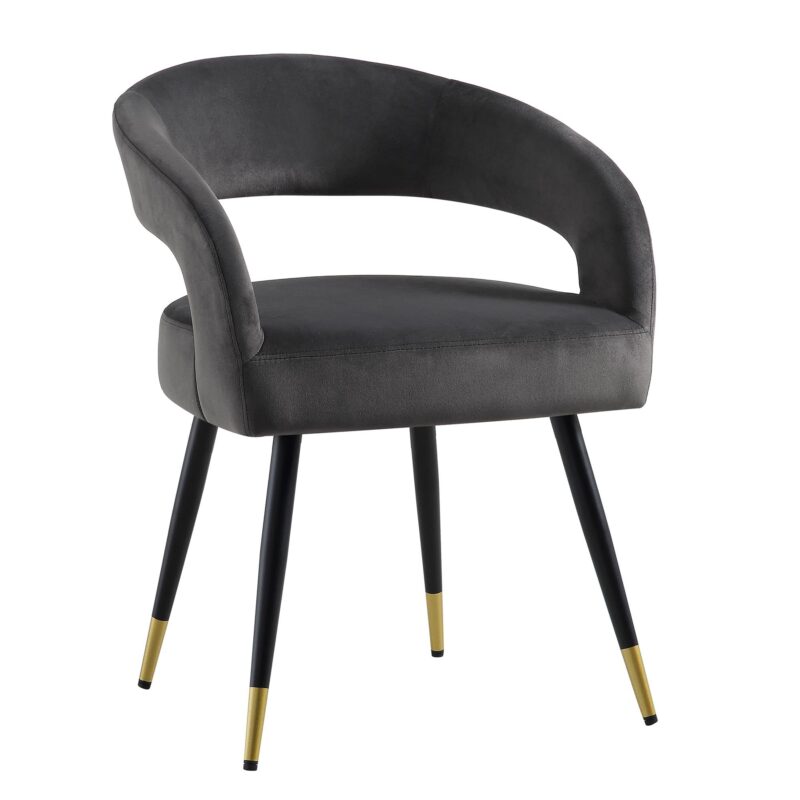 Laurel Wave Charcoal Velvet Set of 2 Dining Chairs - Image 5