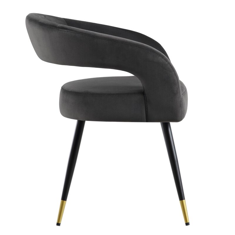 Laurel Wave Charcoal Velvet Set of 2 Dining Chairs - Image 6