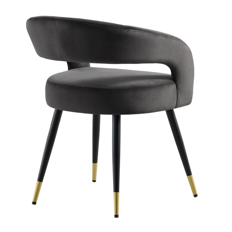 Laurel Wave Charcoal Velvet Set of 2 Dining Chairs - Image 7